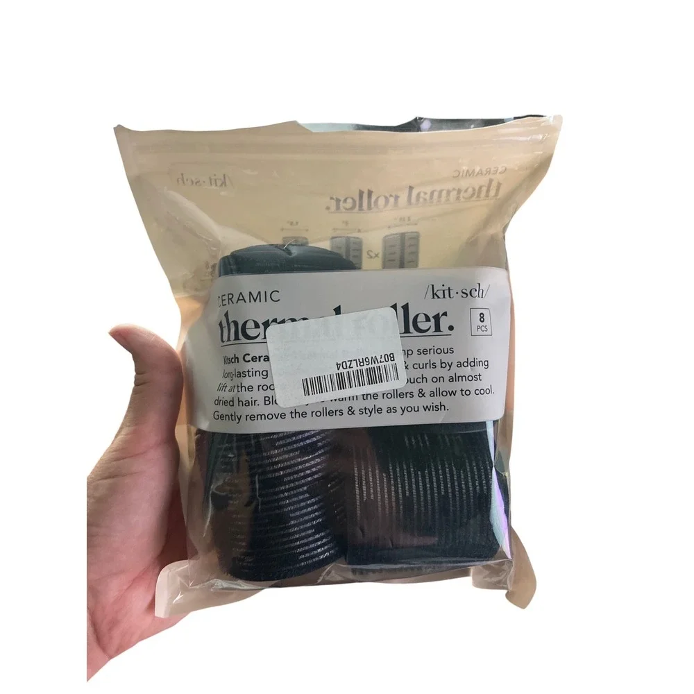 Kitsch Ceramic Thermal Hair Roller Set 8 Piece Self Gripping Black B07W6RLZD4